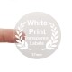 37mm transparent sticker on a finger to show size of label with white print