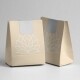 64mm white print transparent label on a brown paper bag