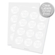 clear labels with white print square 60mm