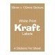 kraft brown label 139mm x 99mm with white print