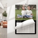 Personalised A4 photo calendar with a modern black design hanging in a home