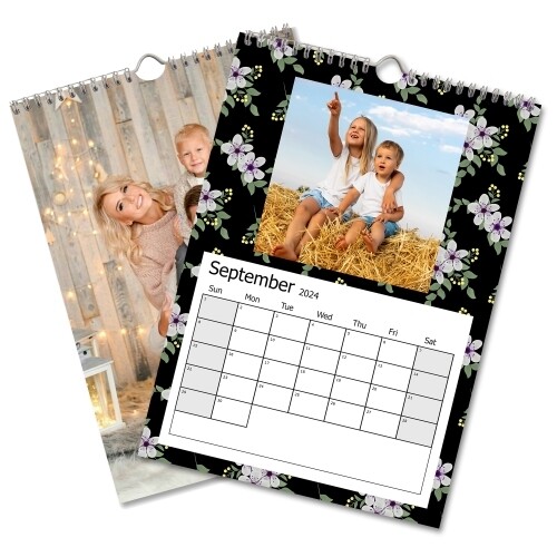 A4 Photo Calendar Black Floral