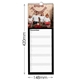 Black personalised photo kitchen calendar measuring 148mm wide by 420mm long with daily writing spaces.