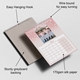 Personalised A4 calendar with an easy hanging hook, wire binding, greyboard backing and 170gsm silk paper