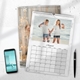 Personalised A3 family photo calendar with a marble border and large monthly planning grid.