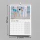 An A4 photo calendar measuring 297mm by 210mm. The displayed month is January, featuring a your photo. The calendar is spiral-bound with a hanging hook and has a spacious monthly grid for notes and events.