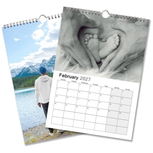 Personalised photo calendar for 2027 featuring customers’ photographs and a monthly date grid