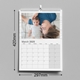 An A4 photo calendar measuring 297mm by 210mm. The displayed month is march, featuring a your photo. The calendar is spiral-bound with a hanging hook and has a spacious monthly grid for notes and events.