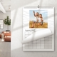 Personalised A3 March 2027 calendar featuring a parent and baby, displayed beside a phone and pen.