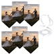 Personalised bunting with repeated images of a bride and groom holding hands while walking on a grassy hill at sunset, paired with a roll of white ribbon for assembly.