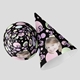 Set of black personalised party hats featuring a smiling young girl's face, decorated with pastel pink, green, and purple bubbles and the number 3, perfect for a third birthday celebration.