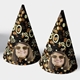 Personalised Party Hat Black and Gold Spots