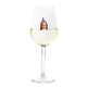 Custom vinyl sticker of a smiling young woman wearing a purple 18th birthday party hat, applied to a wine glass filled with white wine. A fun, personalised touch for milestone celebrations like 18th birthdays, hen parties or special events.