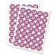 Two sheets of personalised 37mm round stickers featuring a custom logo design in pink and purple. Each sheet contains multiple labels, ideal for branding, packaging, or promotional use. Printed on high-quality adhesive paper.