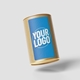 A cylindrical cardboard packaging tube with a kraft paper finish and gold metal lids. The tube features a blue custom label with a placeholder for a logo, making it ideal for personalised branding. The packaging is suitable for various products, including tea, coffee, gifts, or eco-friendly items. The minimalist design enhances its premium and sustainable appeal.