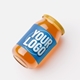 A glass jar filled with golden honey, sealed with a yellow screw-on lid. The jar features a blue custom label with a placeholder for a logo, making it ideal for personalised branding. The sleek design is perfect for honey, jams, sauces, or homemade preserves. The clear glass showcases the rich colour of the contents, adding a premium and natural appeal.