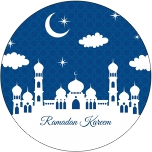Eid / Ramadan 37mm Blue & White Circle Stickers £2.49