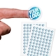 25mm circle transparent stickers with white underprint on finger for size reference
