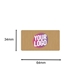 Rectangular kraft label with ribbed texture, measuring 64mm by 34mm, featuring a personalised design with the text Your Logo in bold pink and white. Ideal for customised small product branding.