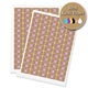 Two sheets of kraft rectangle label stickers with a custom pink and white logo, made from real kraft paper. The sheets display multiple eco-friendly labels, ideal for personalised branding or packaging.