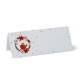 blank hanging robin christmas place cards on a white card with scattered red stars