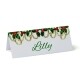 blank christmas place cards with a white background and holly berries and candy canes
