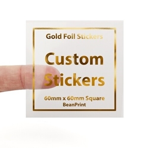 Gold Transparent Foil Stickers Square 60mm x 60mm