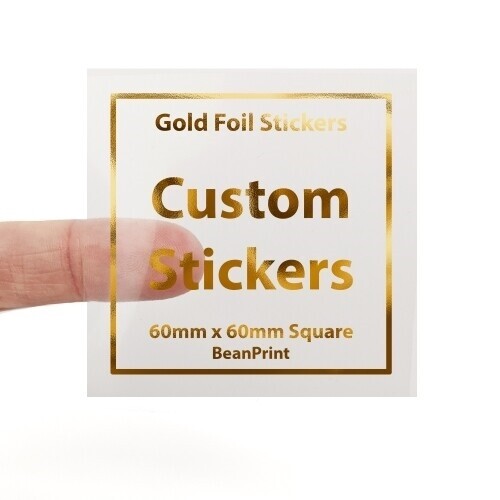 Gold Transparent Foil Stickers Square 60mm x 60mm