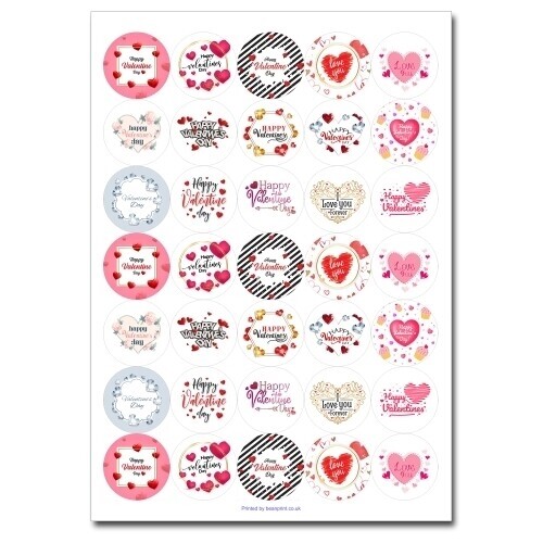 A4 sheet of Valentine's Day Mixed Stickers