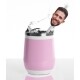 pink drinks tumbler with a male personalised face that stick onto straws
