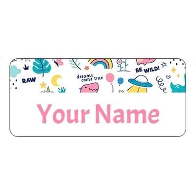 Design for Dinosaurs Name Labels: blush pink, girl, girlie, girly, pink, polkadot, pretty, spots