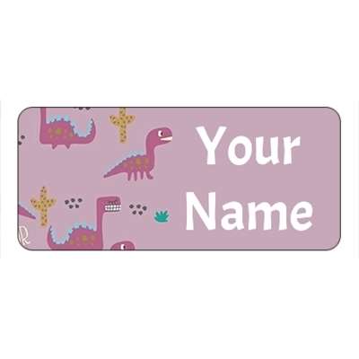 Design for Dinosaurs Name Labels: blue, green, happy birthday, hat, orange, party, pink, pretty, stars, yellow
