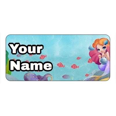 Design for Mermaids Name Labels: blue, circles, eid, green, pattern, pink, ramadan, swirl