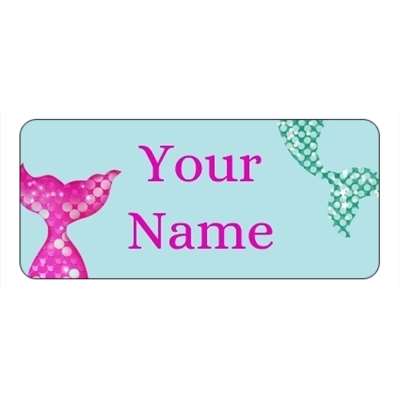 Design for Mermaids Name Labels: blue, book, books, green, orange, pink, purple, red, stack, white, yellow
