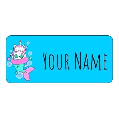 Design for Mermaids Name Labels: baby, baby shower, blue, boy, christening, party, red, white