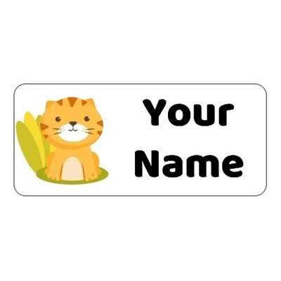 Design for Cat Name Labels: blue, corporate, male, plumber, silver, smart, swirl, white