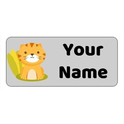 Design for Cat Name Labels: Beige, border, brown, lemon, orange, peach, stripes, swirl, white, yellow