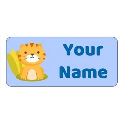 Design for Cat Name Labels: beach, brown, coral, gold, holiday, orange, peach, pink, relax, sand, sea, starfish, therapeutic