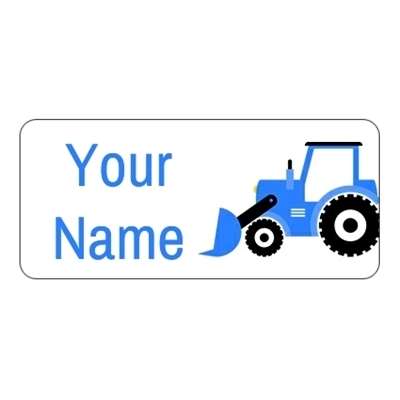 Design for Tractors Name Labels: blue, general, plumber, smoke, white