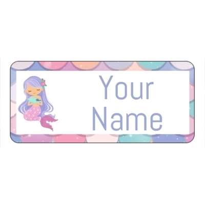 Design for Mermaids Name Labels: blue, commercial, gardener, gardner, green, line, wave, white